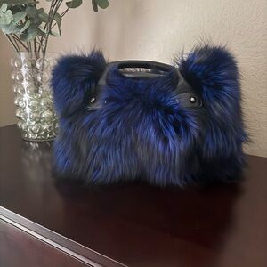 Elegant Faux Fur Mini Bag in Deep Blue